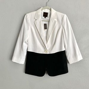 The Limited Womens Blazer Size Small One Button White Black Colorblock Office
